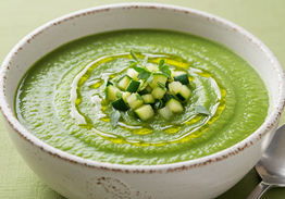 Gazpacho verde de calabacin y espinacas ultracongeladas