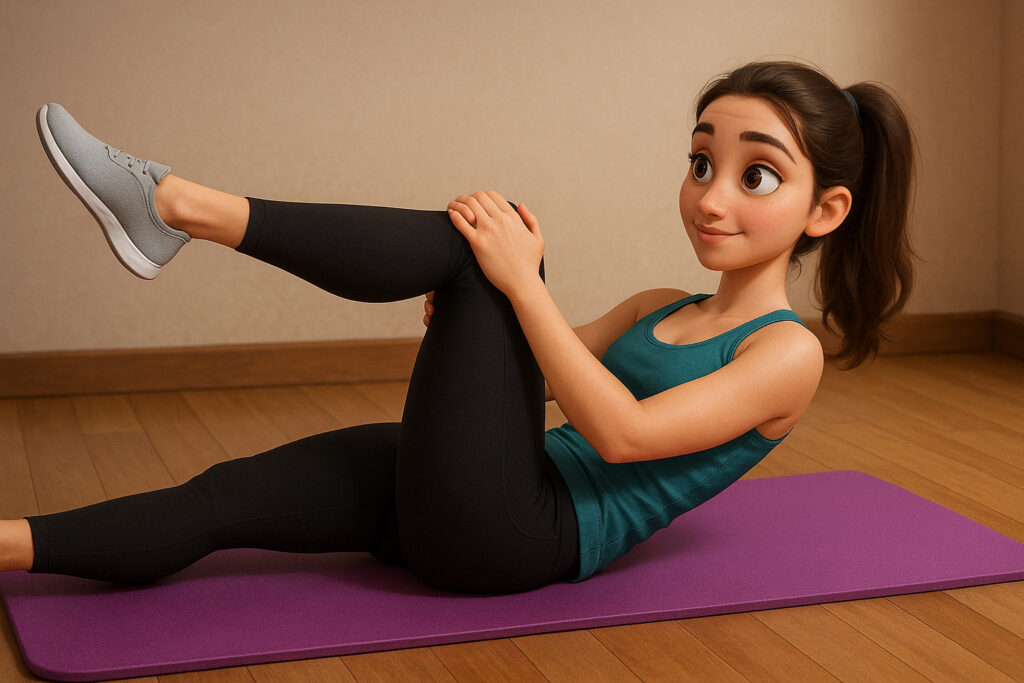 Dibujo Figura en suelo una pierna flexionada hacia pecho y otra extendida