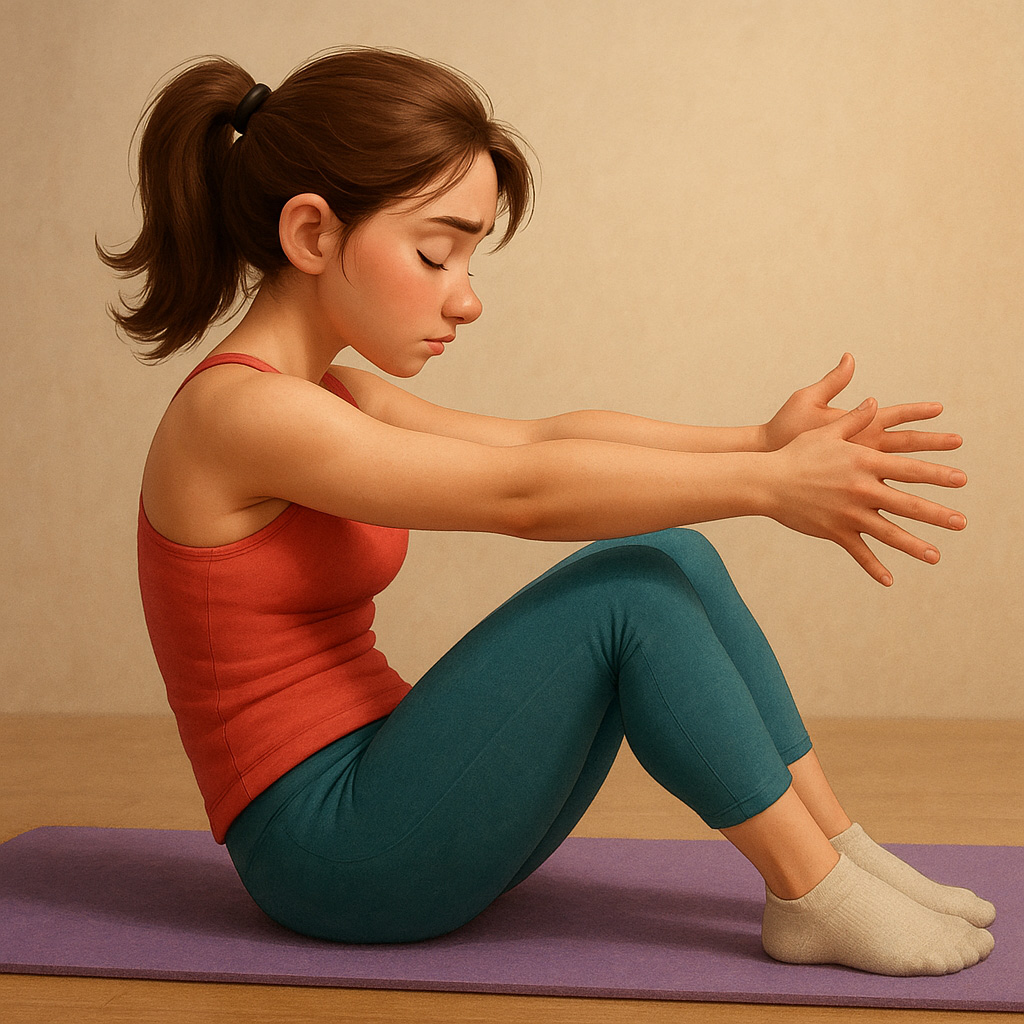 Dibujo Figura sentada espalda redondeandose hacia atras a medio camino