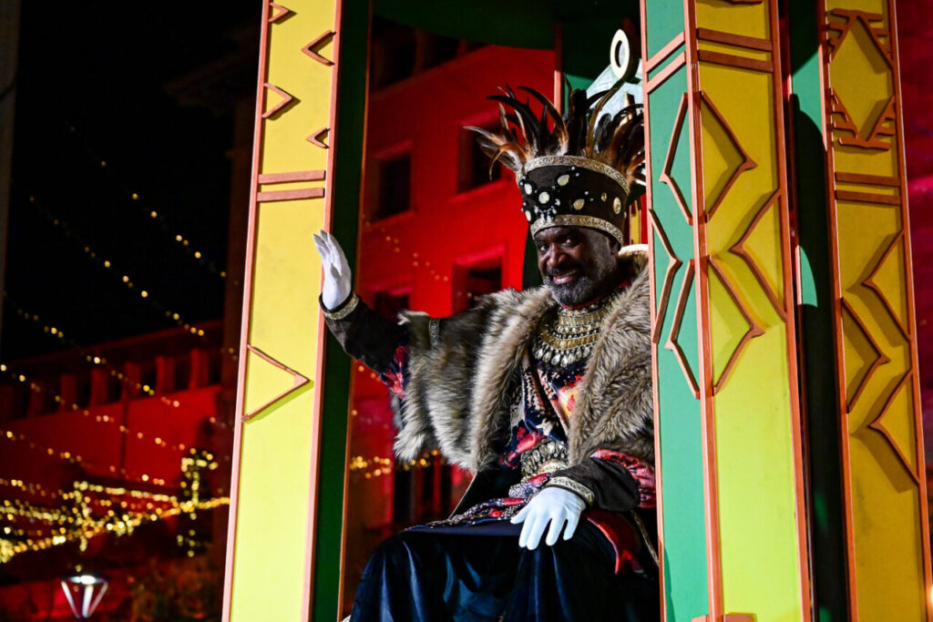 Carlos Moyá vestido como rey Gaspar en la Cabalgata de Palma