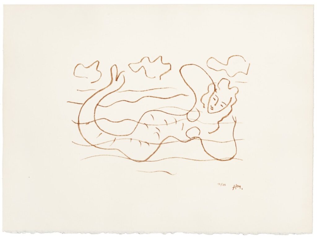 Ilustración de Henri Matisse con formas abstractas y líneas fluidas