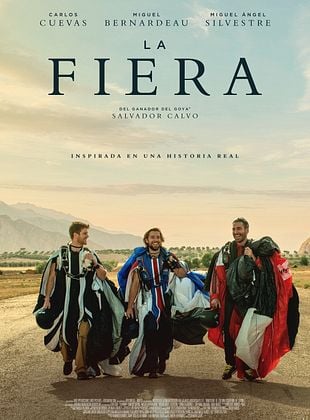Cartel de la película La Fiera con tres personajes en un paisaje