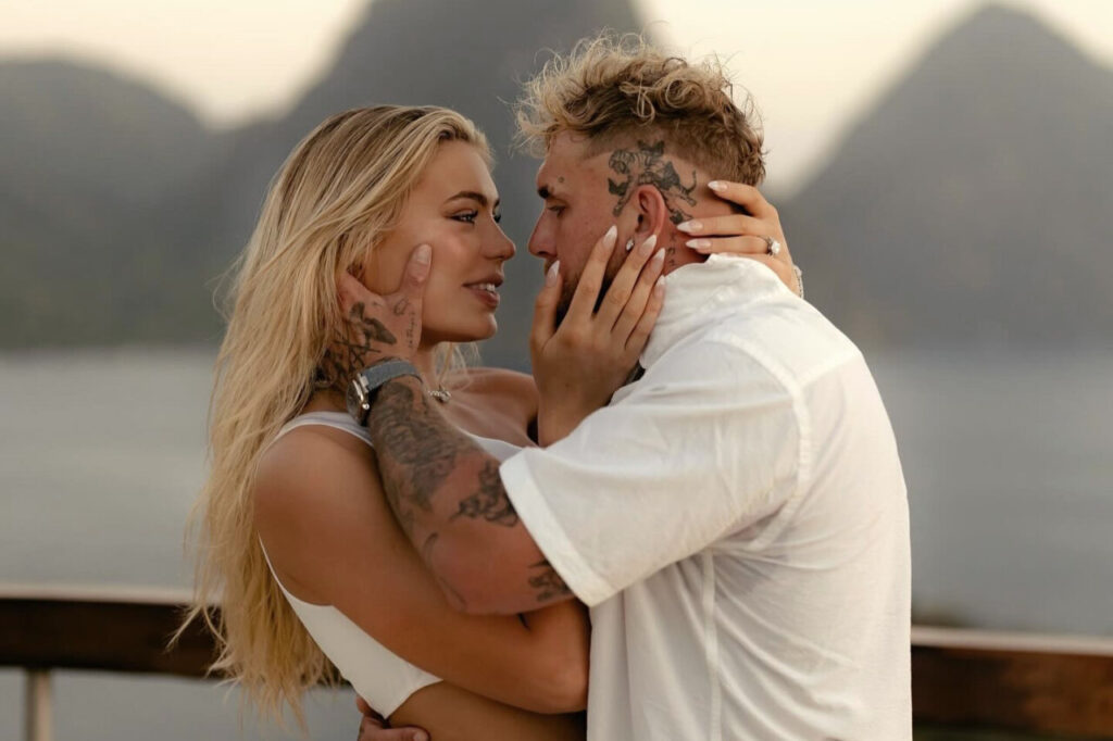 Jutta Leerdam y Jake Paul compartiendo un momento íntimo y emocional
