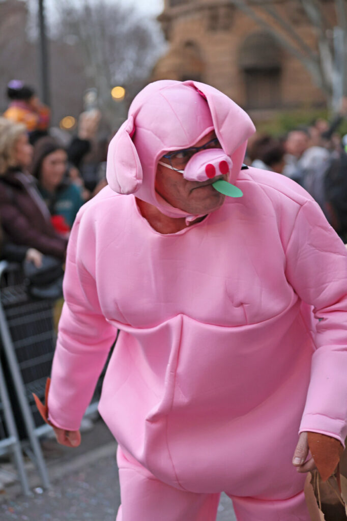 Sa Rua 2026 desborda el centro de Palma con una participación récord de carrozas y comparsas 25 Hombre disfrazado de cerdo rosa en el Carnaval de Palma 2026