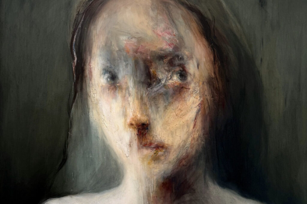 Retrato abstracto con tonalidades suaves y expresivas