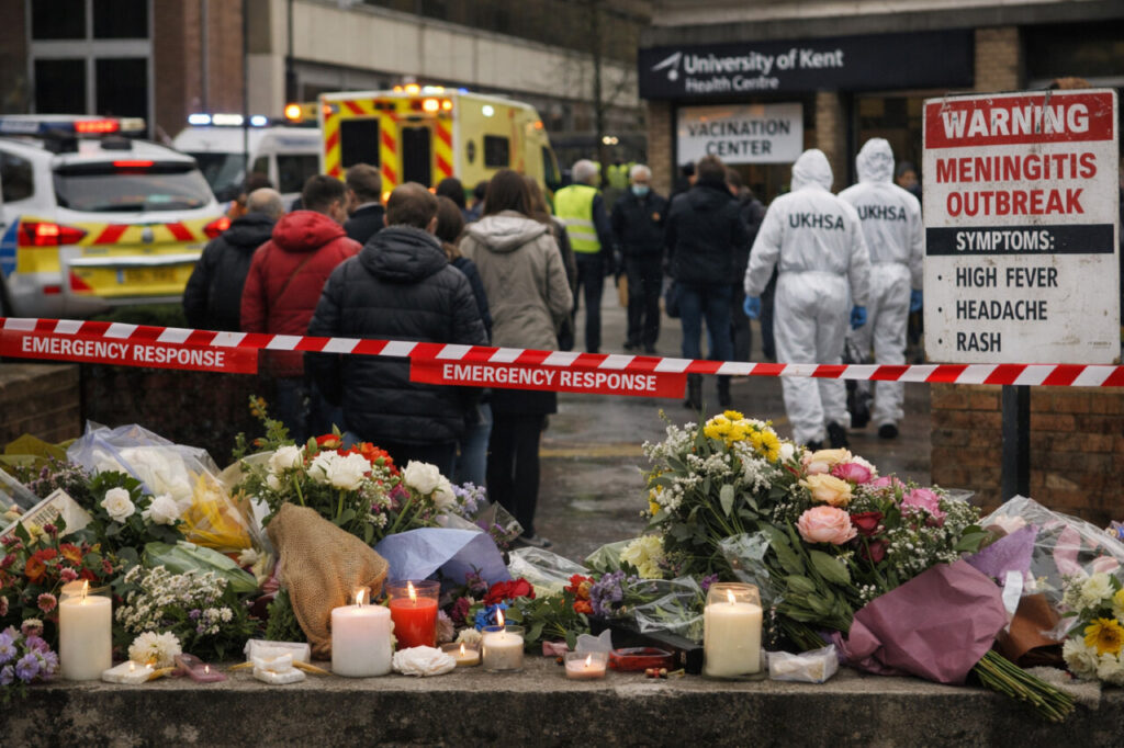 Flores y velas en homenaje a las víctimas de meningitis en Canterbury