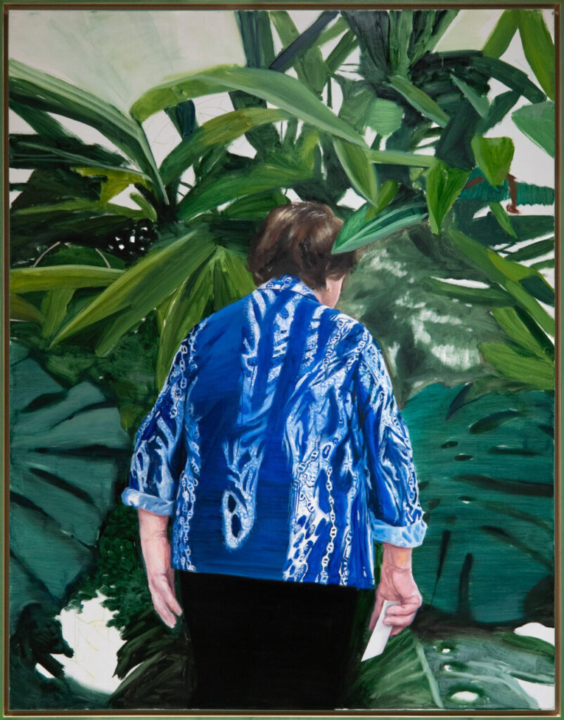 Can Art Fair Madrid, bautismal 5 Pintura de una mujer de espaldas en un entorno vegetal