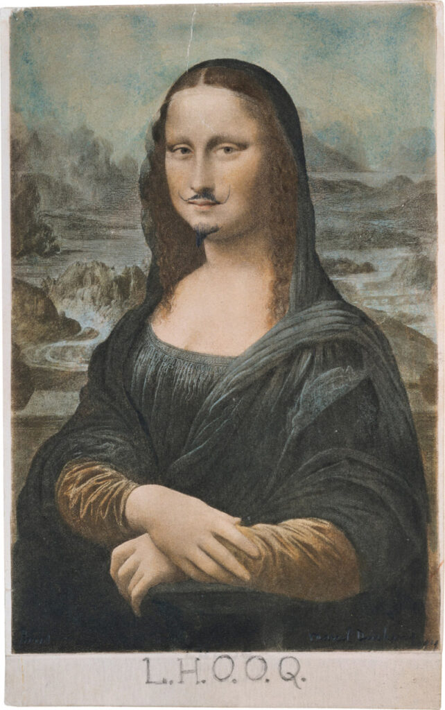 The Essential Gesture 1 Reinterpretación de la Mona Lisa con un bigote y la inscripción L.H.O.O.Q.