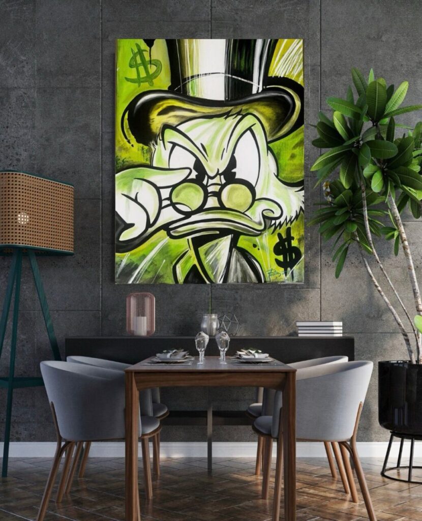 Pintura contemporánea en una exposición de arte en Palma de Mallorca
