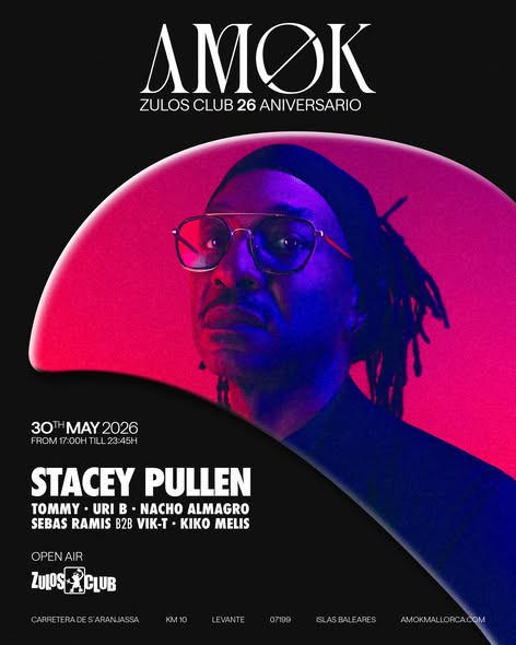 Cartel del 26 aniversario de Zulos Club en Amok con Stacey Pullen