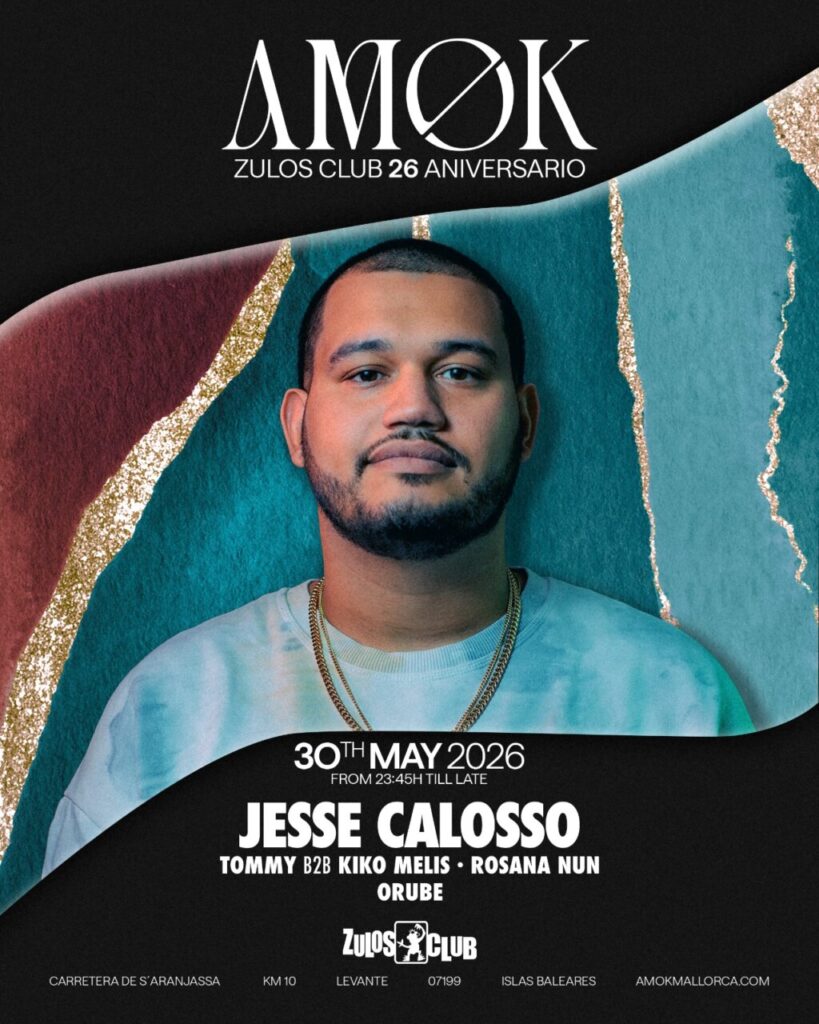 Cartel del 26 aniversario de Zulos Club en Amok con Jesse Calosso