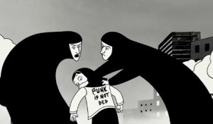 Ilustración de Marjane Satrapi en su obra Persépolis