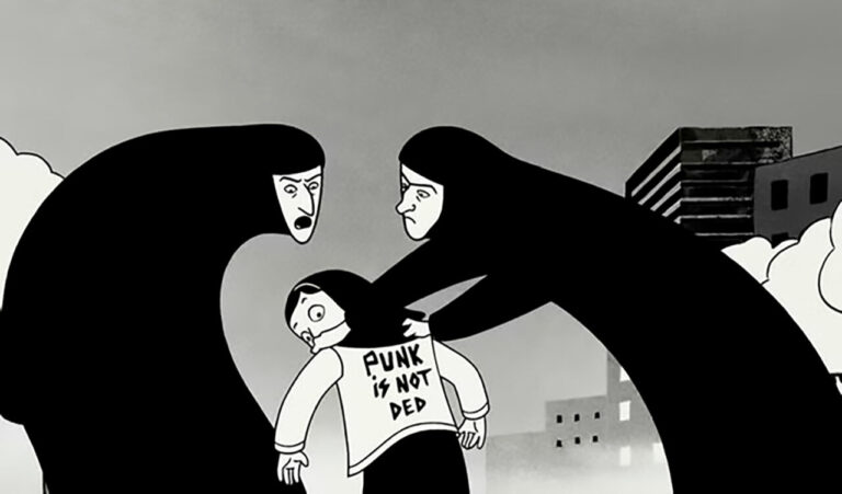 Ilustración de Marjane Satrapi en su obra Persépolis