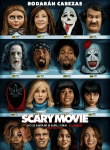 Cartel de la película Scary Movie con cabezas de personajes icónicos
