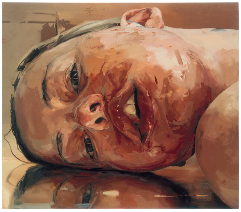 Jenny Saville en Venecia 4 Pintura de Jenny Saville mostrando un rostro humano con expresión intensa