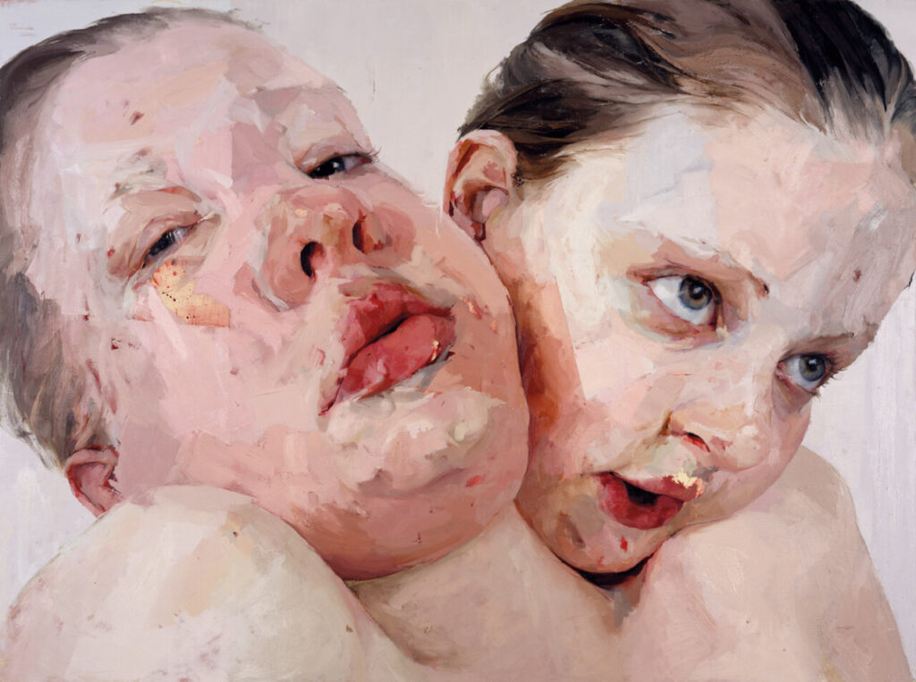 Jenny Saville en Venecia 3 Pintura de Jenny Saville que muestra dos rostros entrelazados