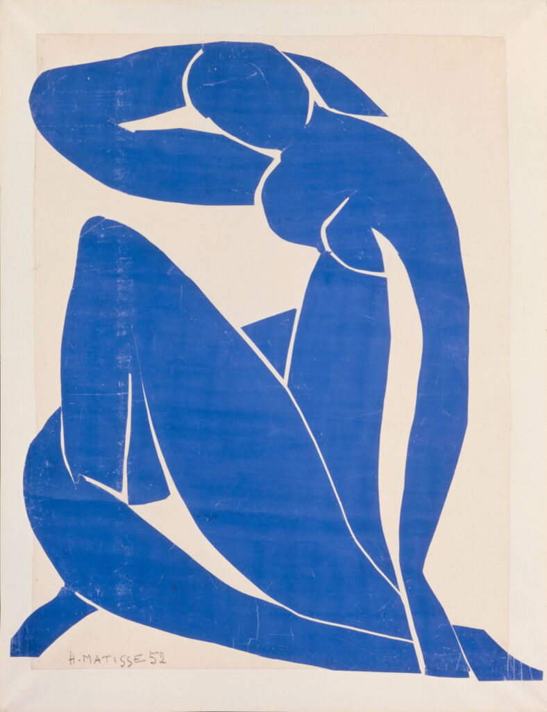 Obra de Henri Matisse en tonos azules representando una figura femenina