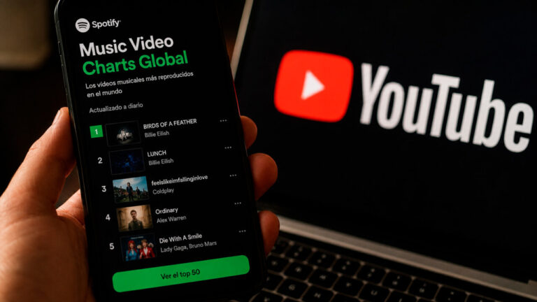 Pantalla de Spotify mostrando el Top 50 de videoclips musicales