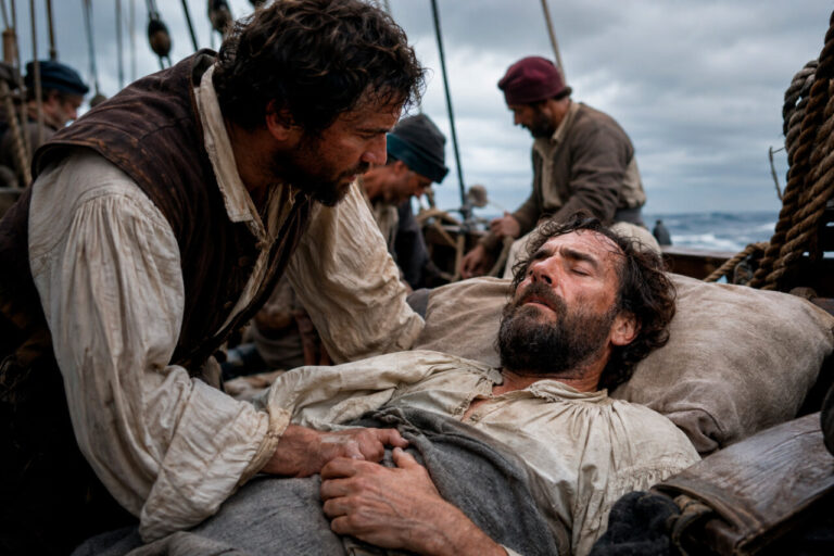 Escena de la muerte de Juan Sebastián Elcano en el mar